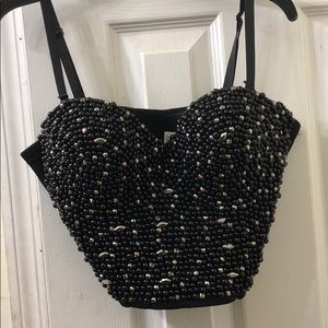 Studded Black and silver Corset Top